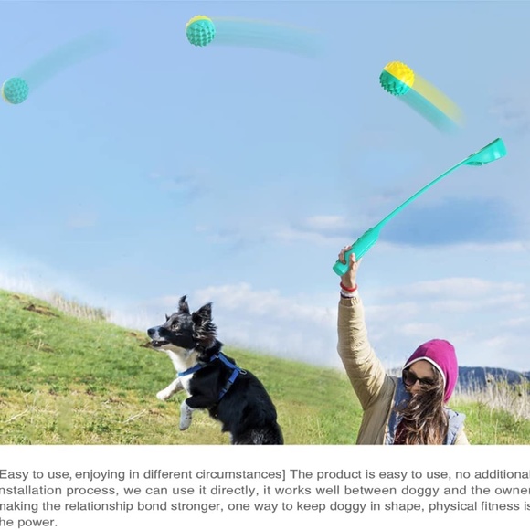 Indestructible Dental Squeaky Fetch Dog Ball Launcher Anxiety Relief For Dogs - Picture 6 of 9